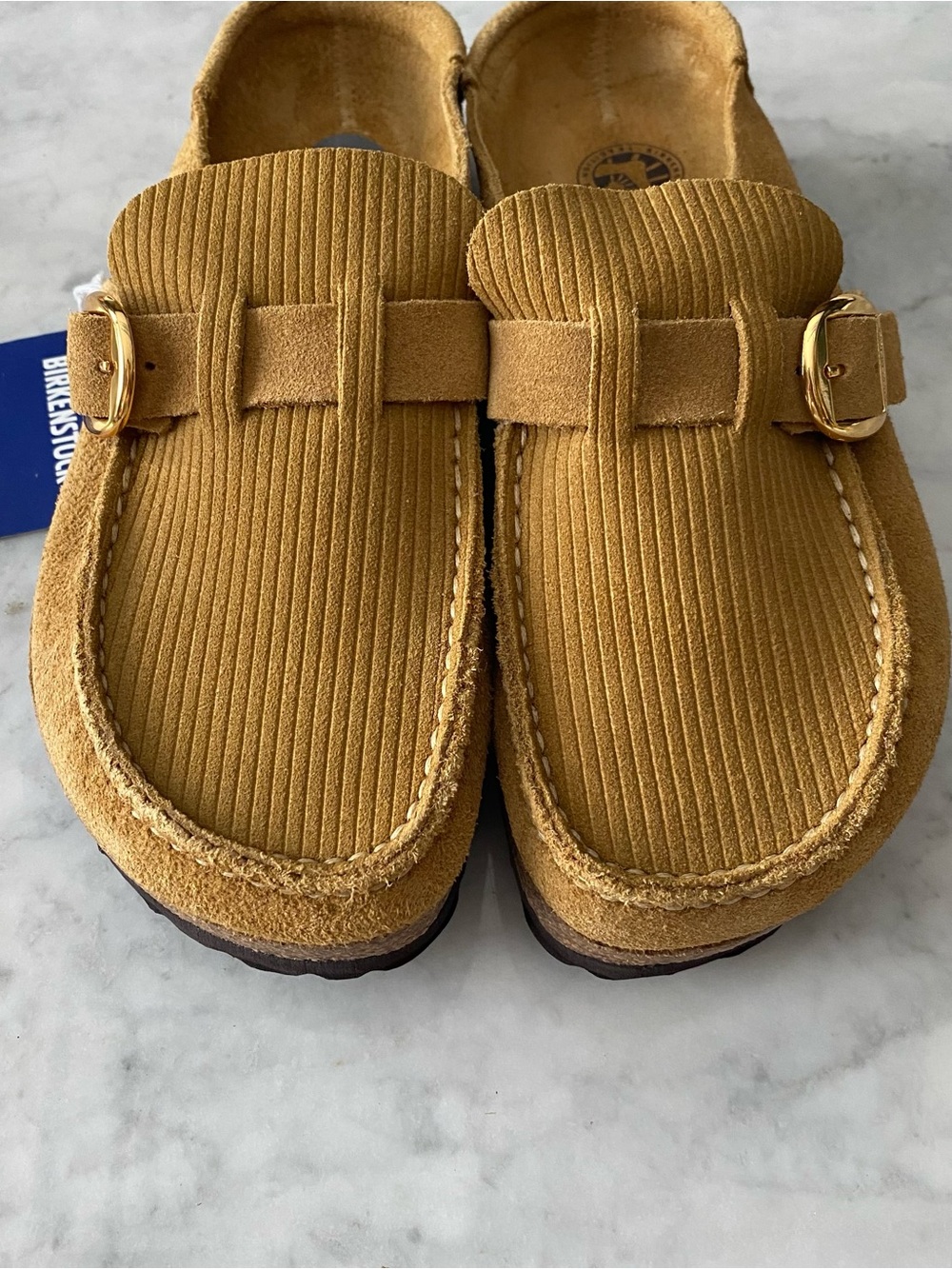 Birkenstock Corduroy Mule Clogs in Mustard - Picture 2 of 8